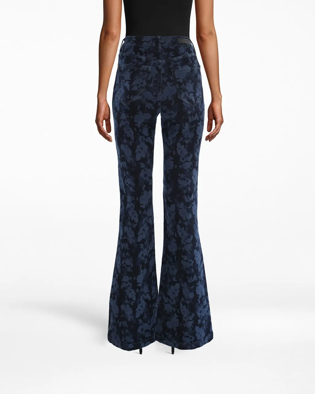 PRINTED DENIM BELL BOTTOM PANT in DENIM