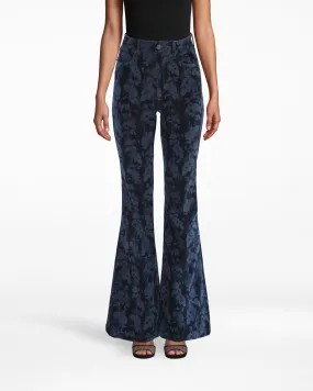PRINTED DENIM BELL BOTTOM PANT in DENIM