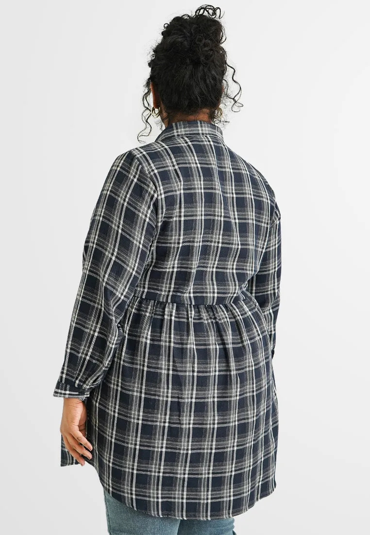 Randy Plaids Pocket Long Waisted Shirt