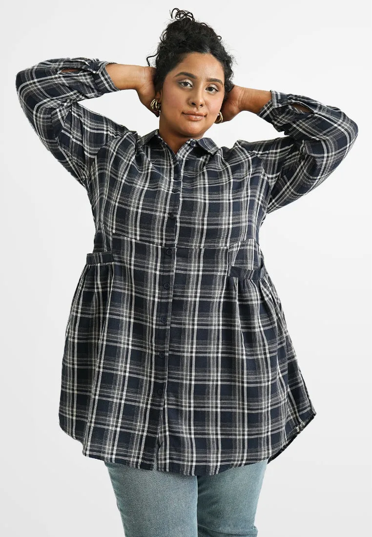 Randy Plaids Pocket Long Waisted Shirt