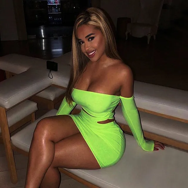 “Rise” Long sleeve Cutout detail bodycon dress