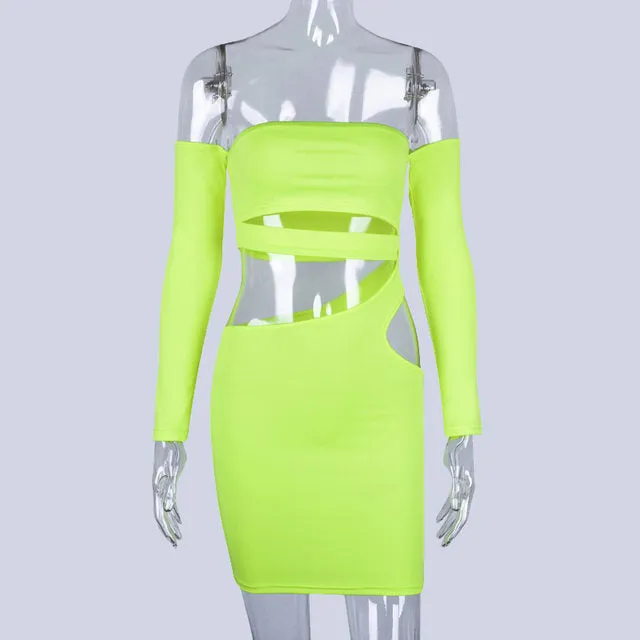 “Rise” Long sleeve Cutout detail bodycon dress