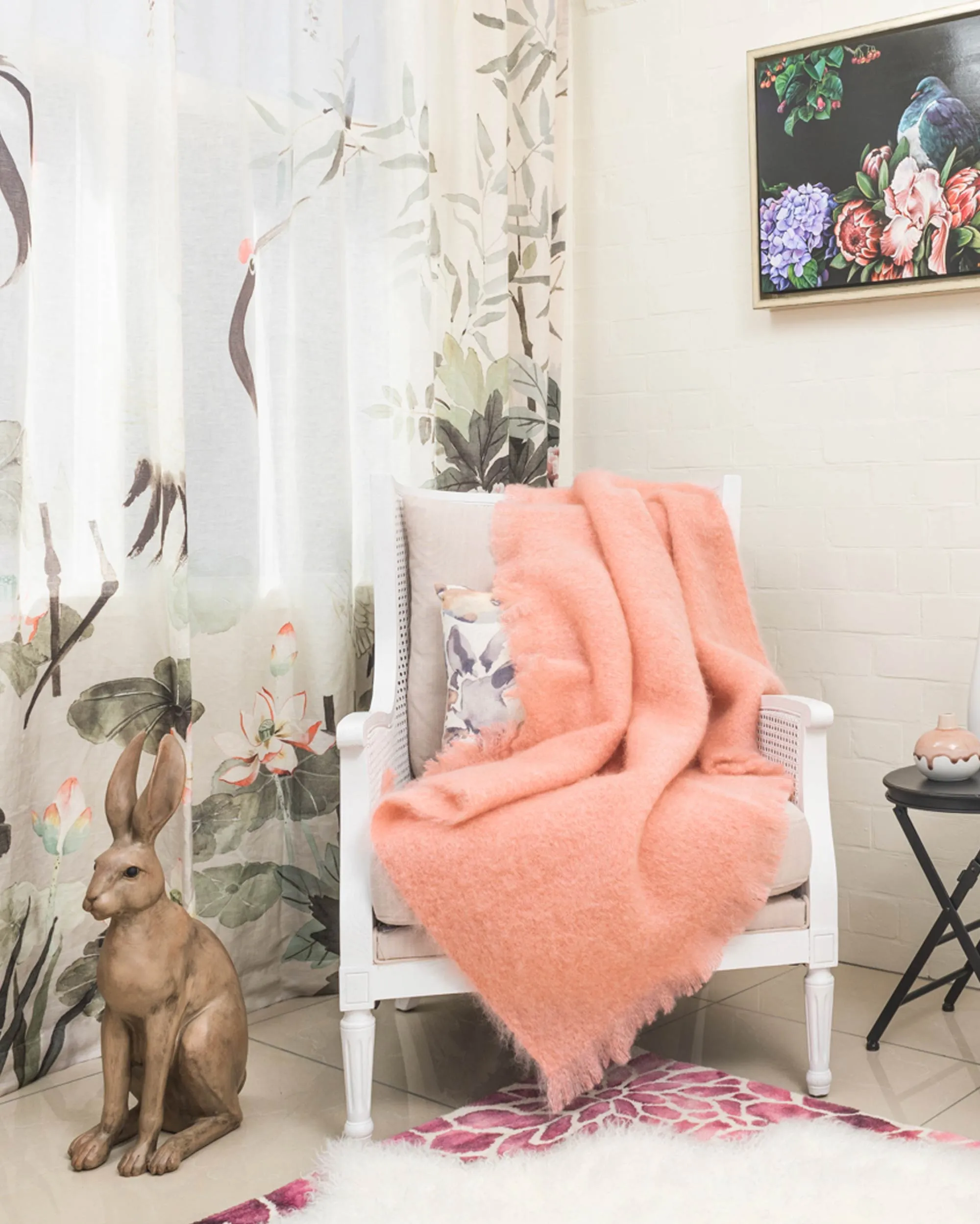 Rose Pink Mohair Chair Throw