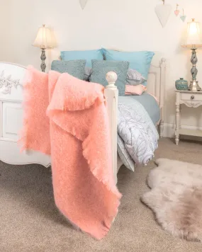 Rose Pink Mohair Throw Blanket