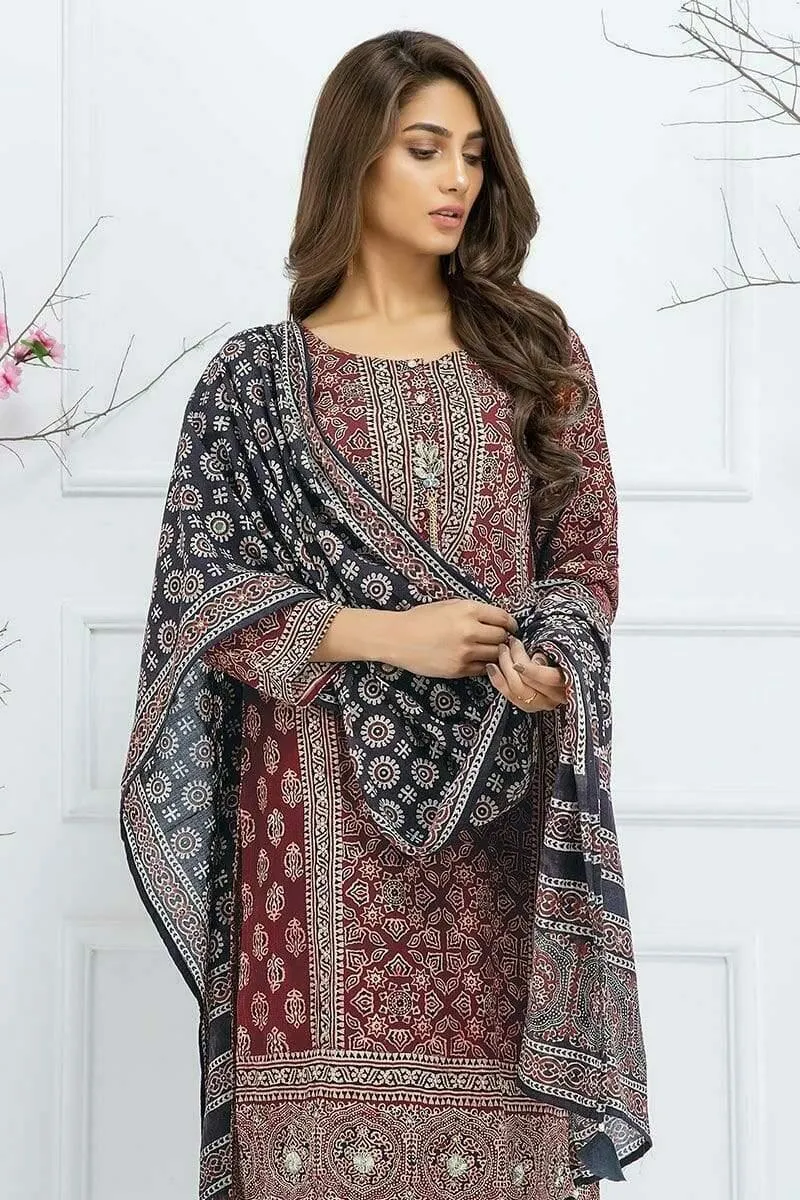 Sadia Aamir - Red Cochineal Crystal - SA-LP24 - Cotton - Block Print - 1 Piece
