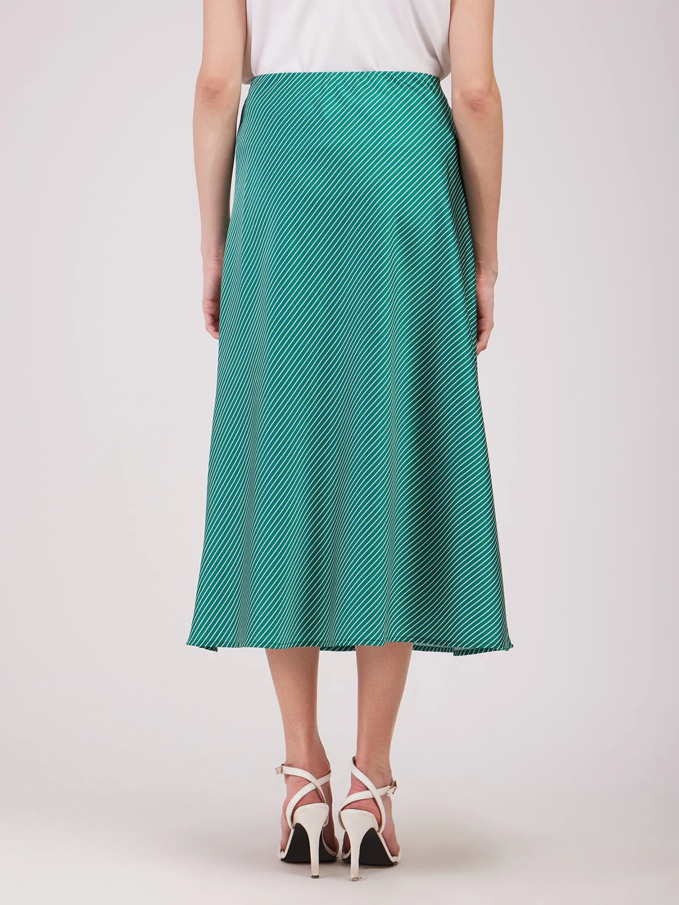 Satin Midi Skirt - Green