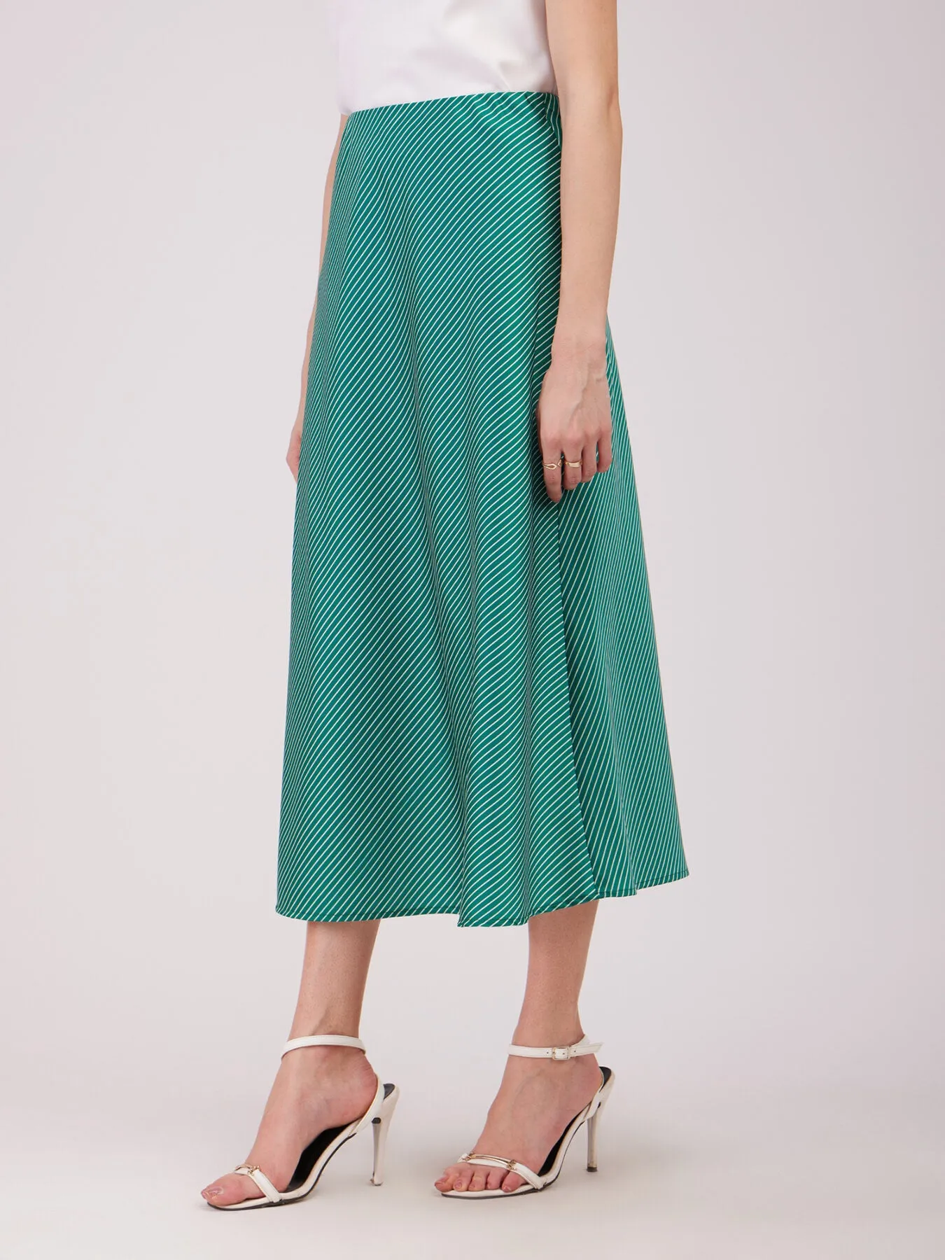 Satin Midi Skirt - Green