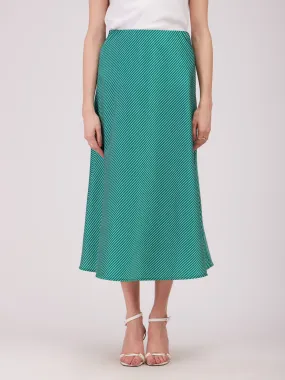 Satin Midi Skirt - Green