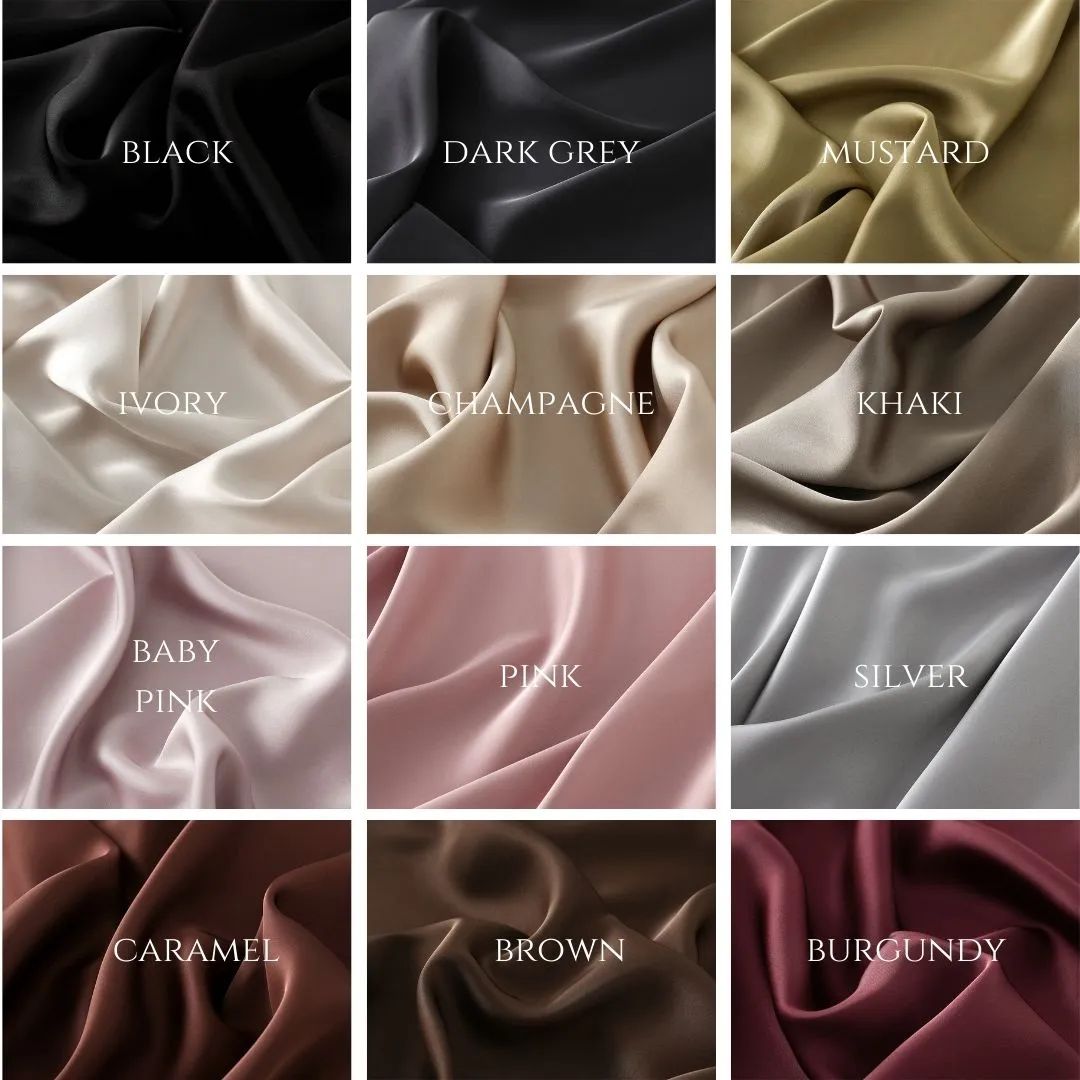 Satin Midi Skirt (ready stock in silver/black (M/ fits S)/ 12 colours)