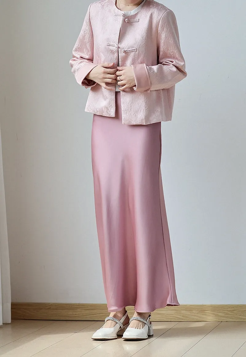 Satin Midi Skirt (ready stock in silver/black (M/ fits S)/ 12 colours)