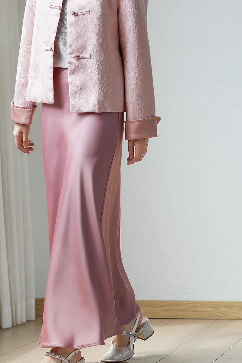Satin Midi Skirt (ready stock in silver/black (M/ fits S)/ 12 colours)