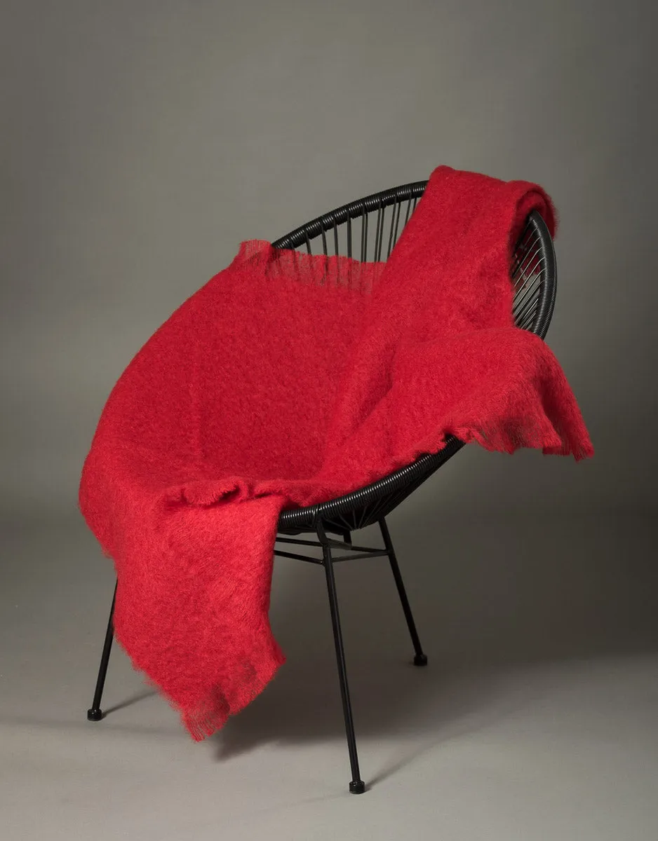 Scarlet Red Mohair Chair Throw