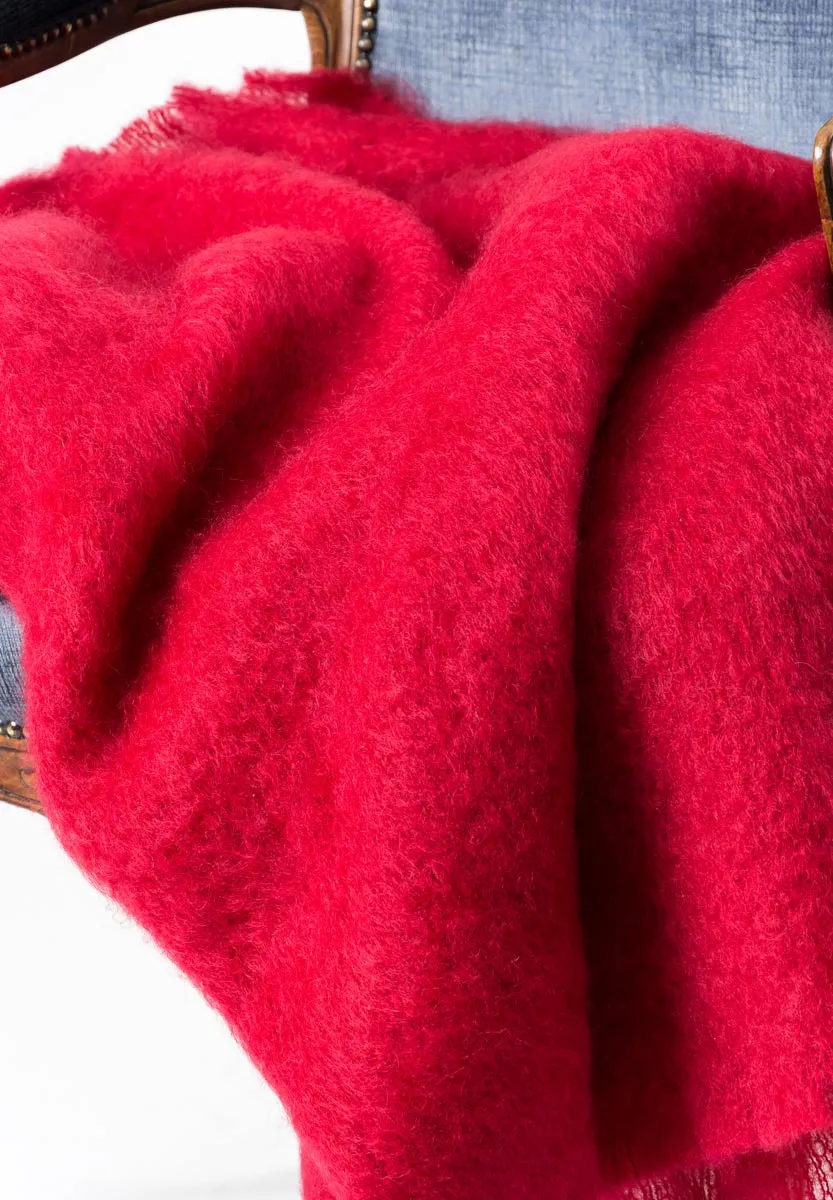 Scarlet Red Mohair Chair Throw