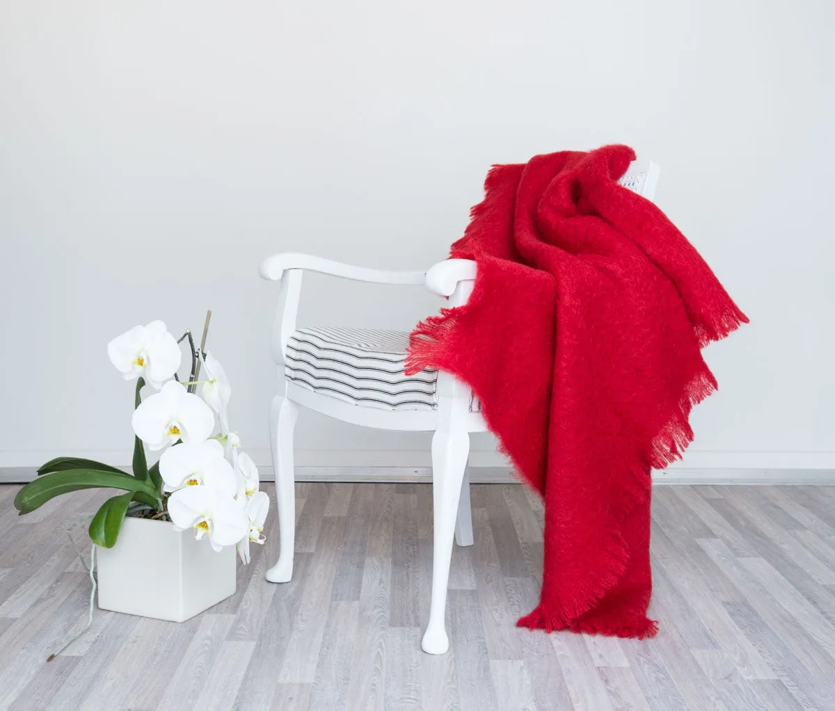 Scarlet Red Mohair Chair Throw