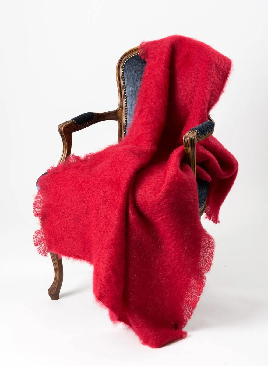 Scarlet Red Mohair Chair Throw