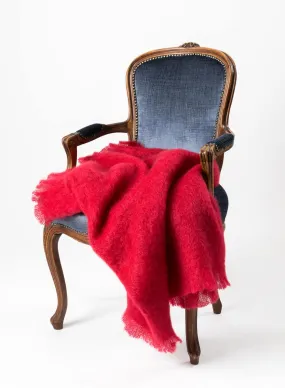 Scarlet Red Mohair Chair Throw