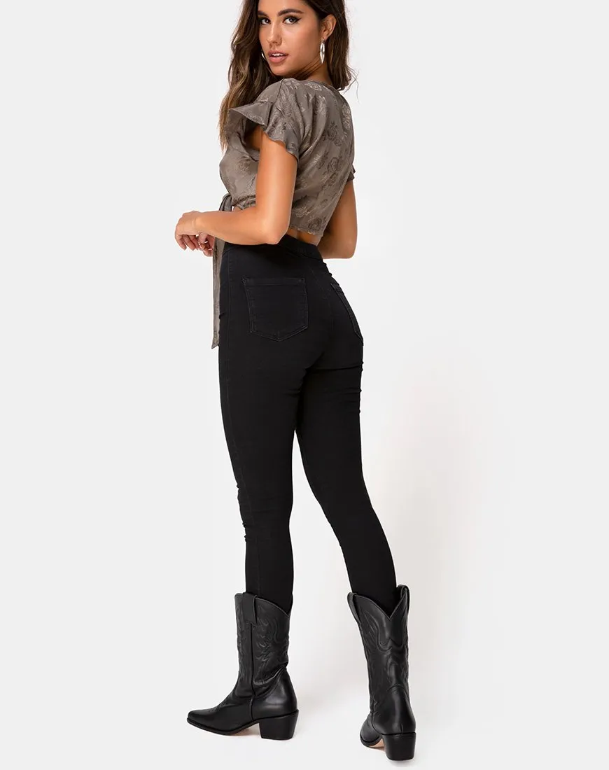 Shae Crop Top in Satin Rose Silver Grey