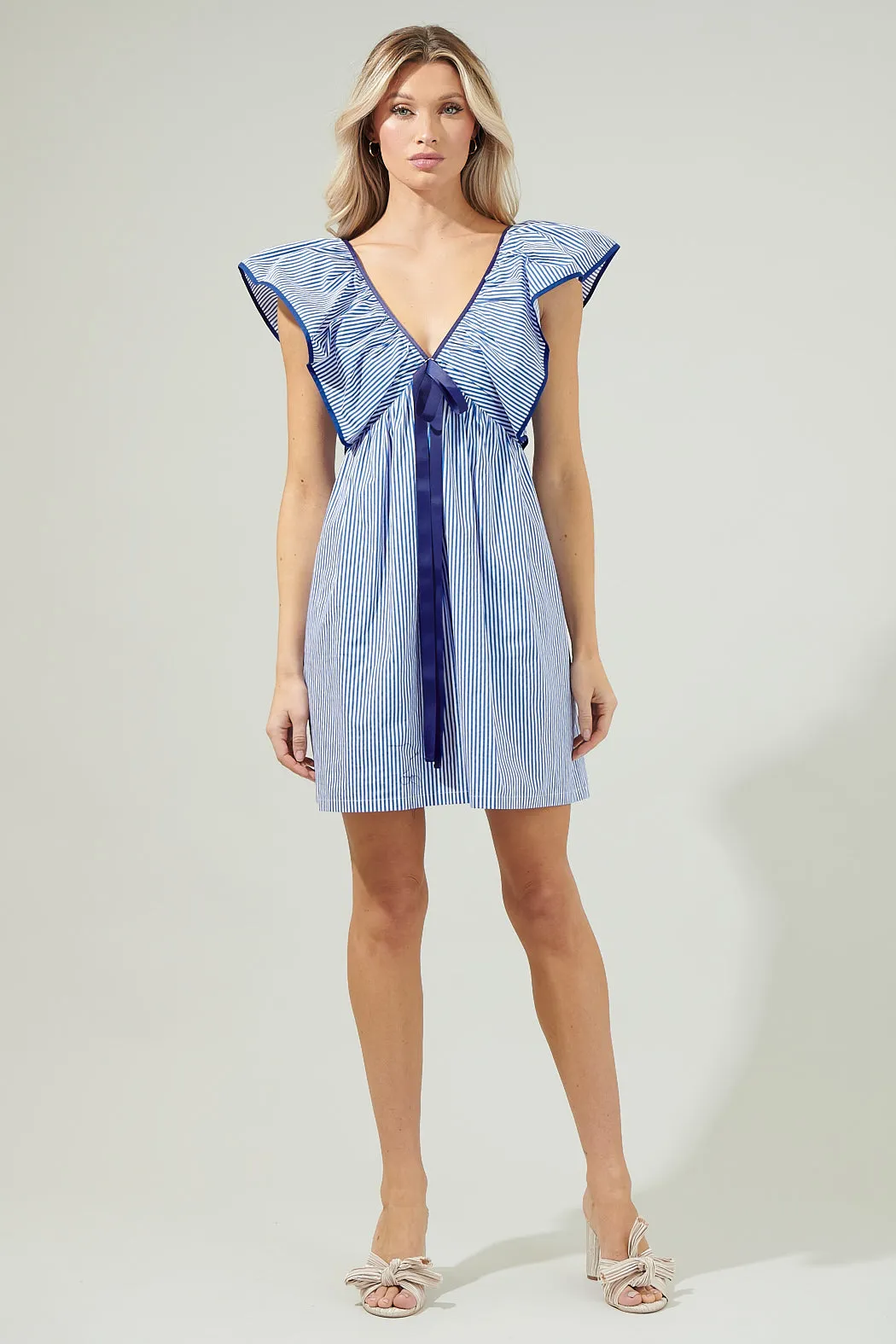 Sherah Striped Mini Babydoll Dress