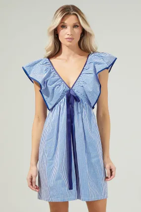 Sherah Striped Mini Babydoll Dress