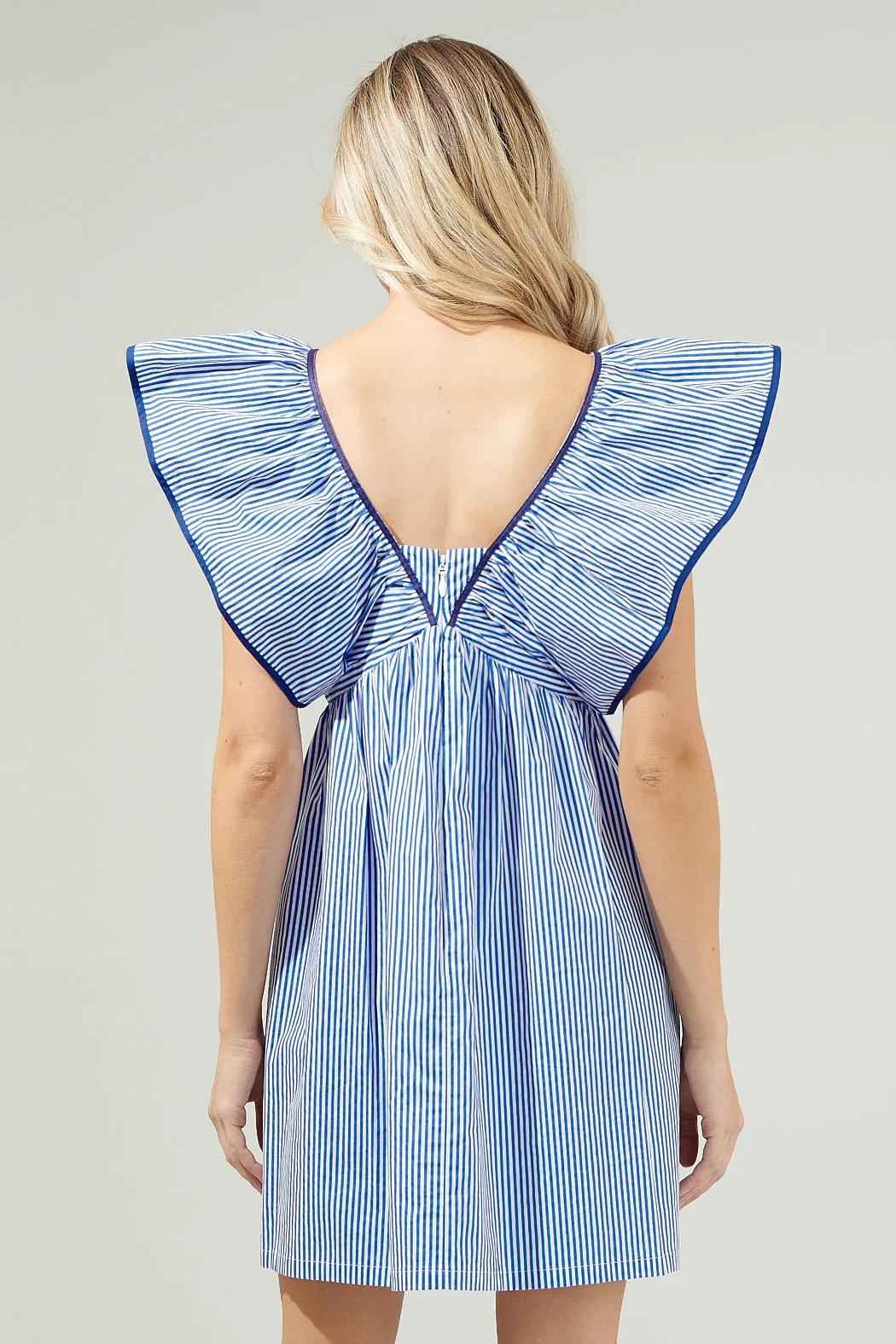Sherah Striped Mini Babydoll Dress