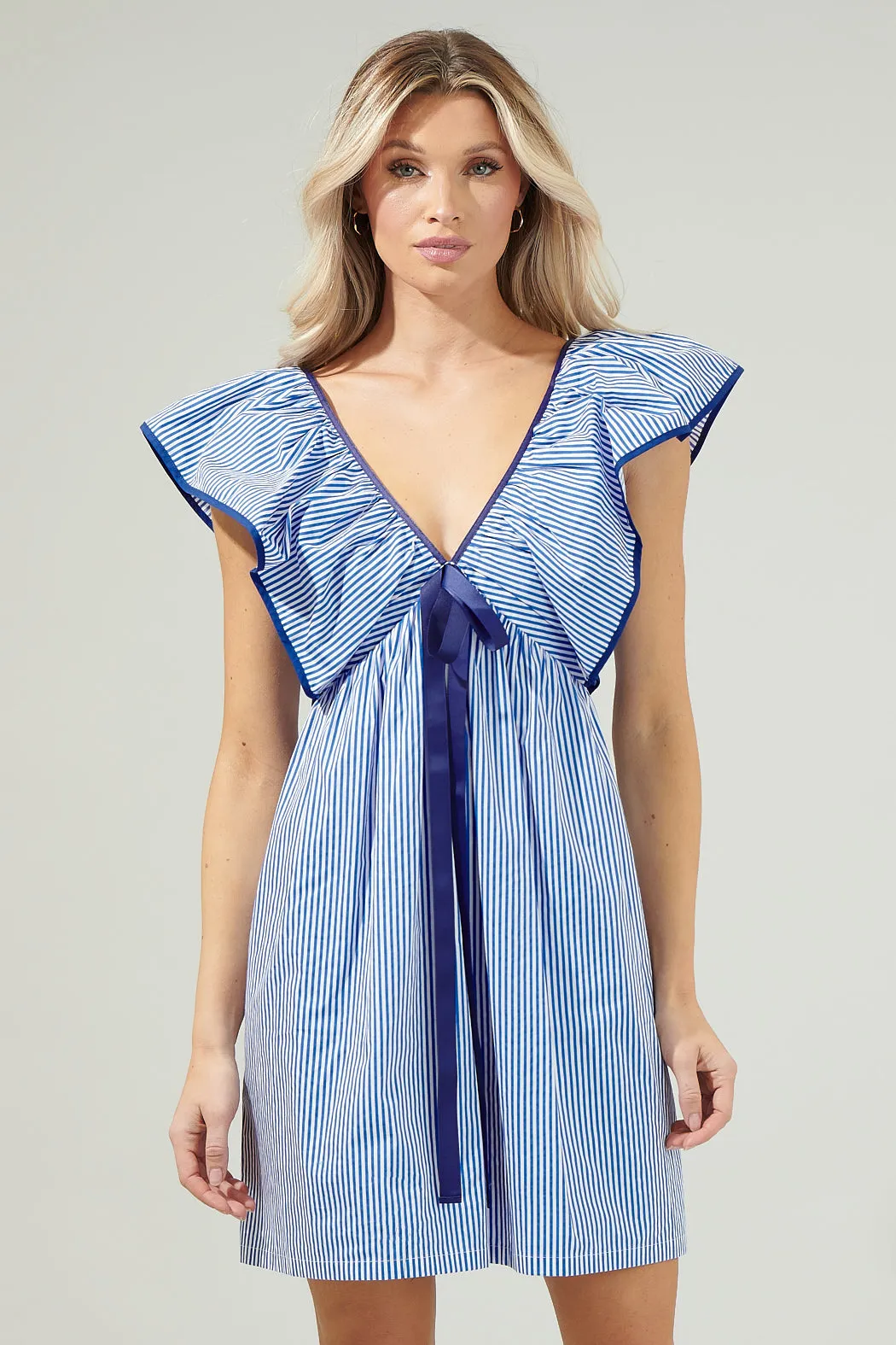 Sherah Striped Mini Babydoll Dress