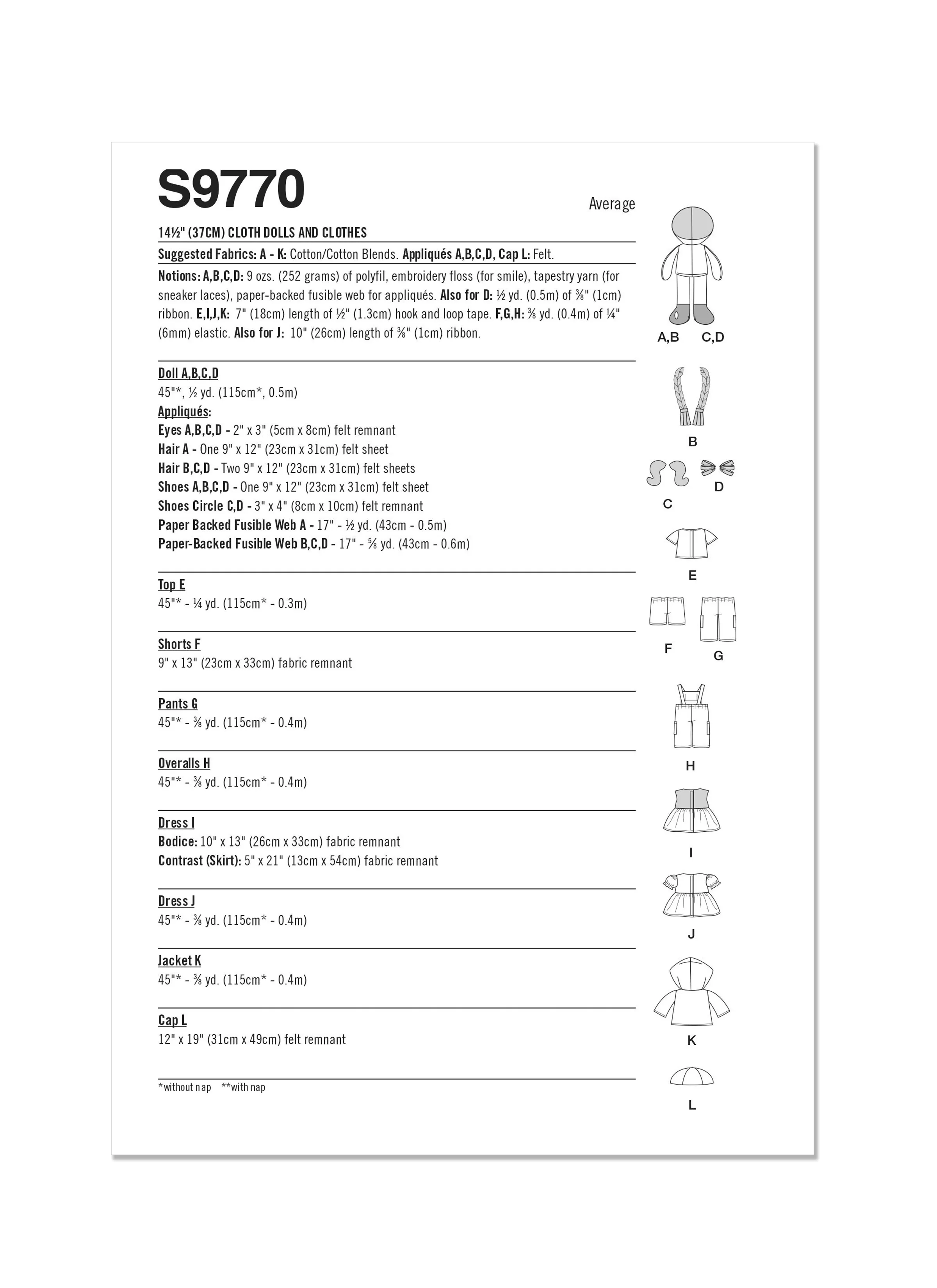Simplicity 9770 sewing pattern Cloth Dolls and Clothes by Longia Miller