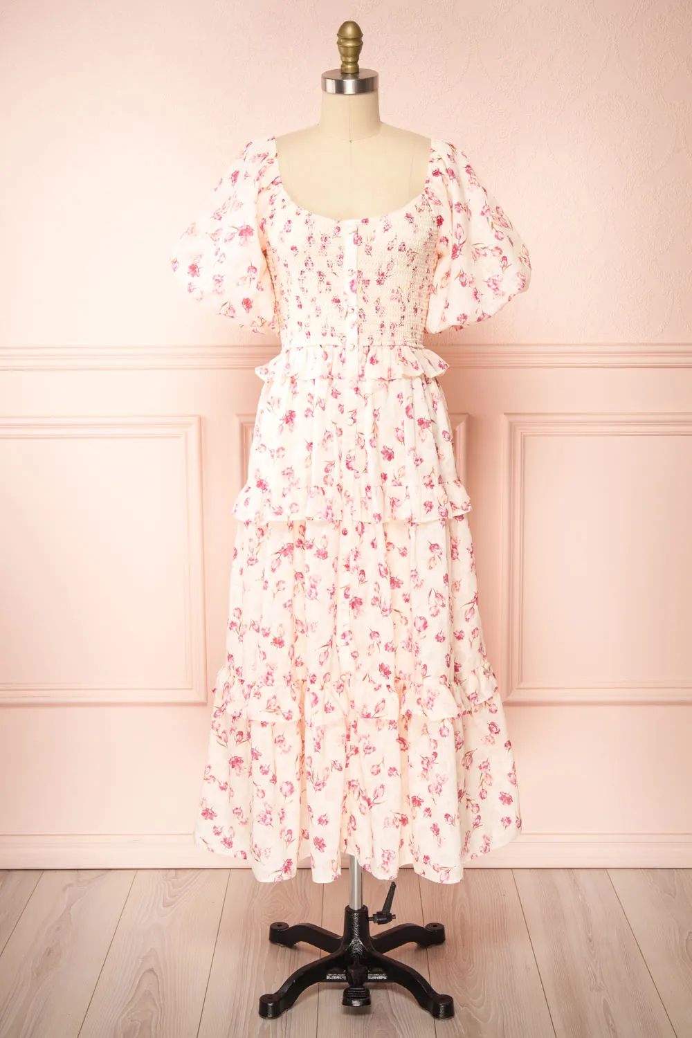 Splendidum | Tiered Floral Midi Dress w/ Ruffles