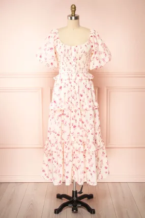 Splendidum | Tiered Floral Midi Dress w/ Ruffles