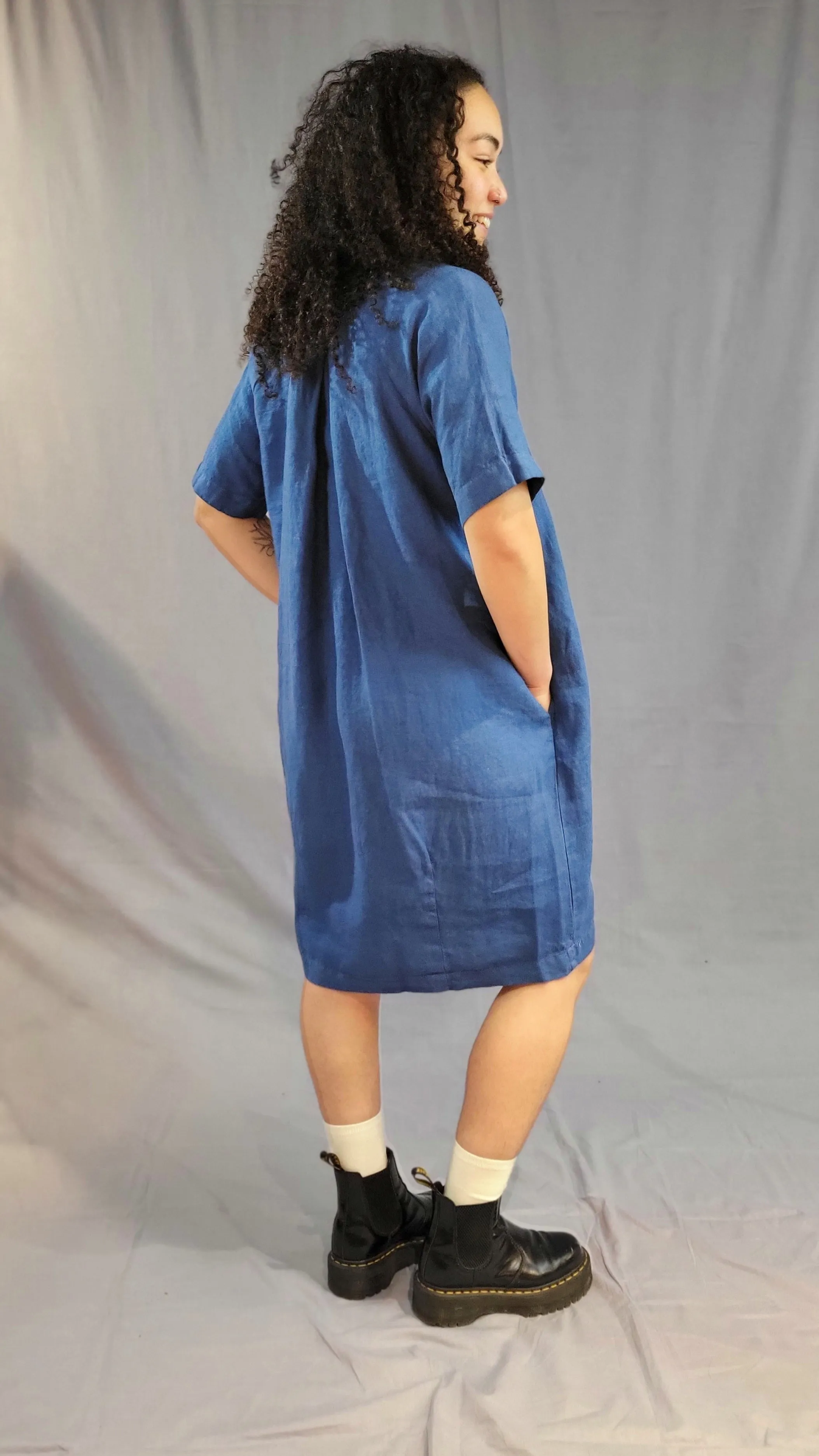 Split Neck Linen Dress