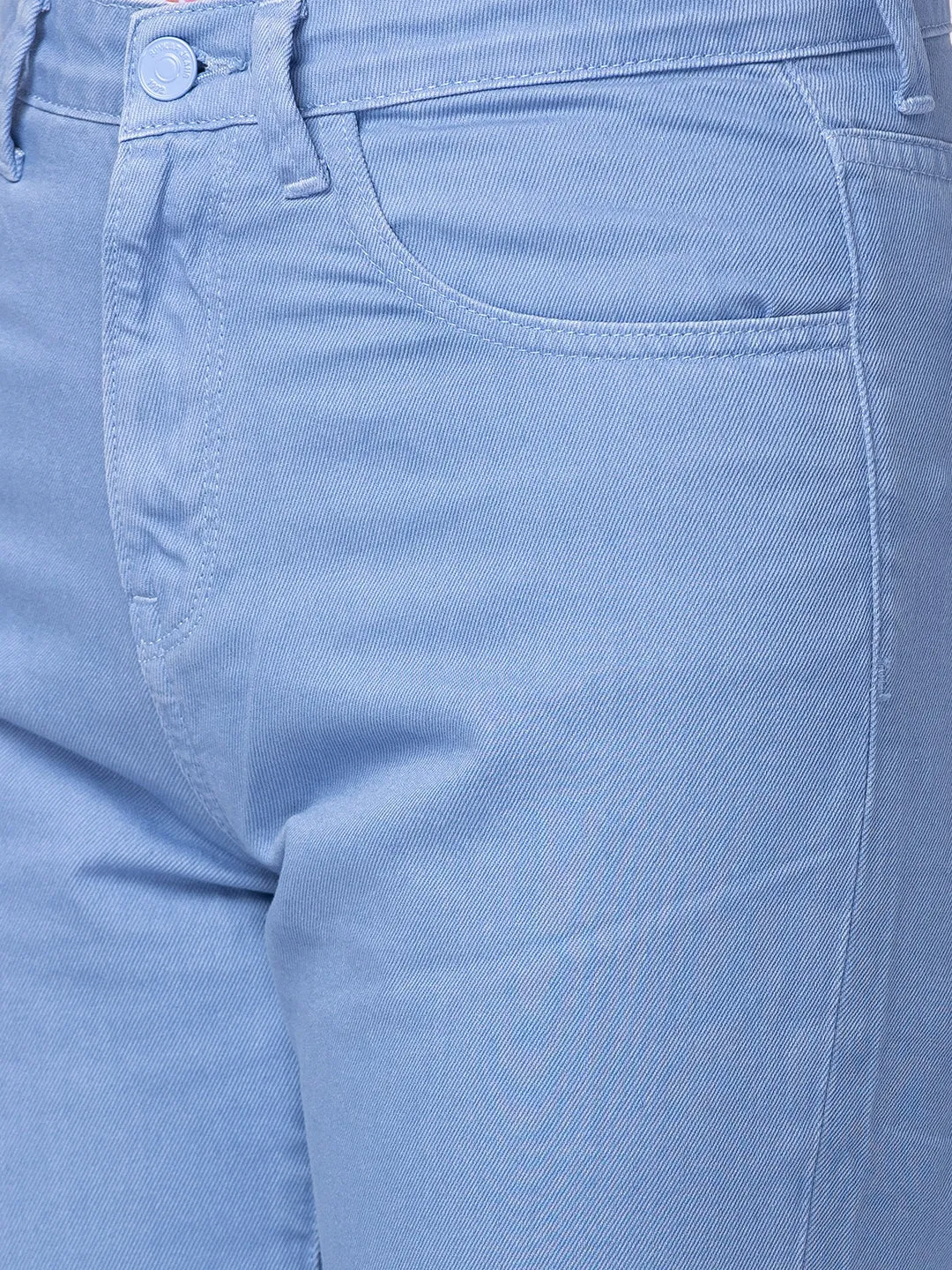 Spykar Women Pastel Blue Cotton Straight Fit Regular Length Jeans (Bella)