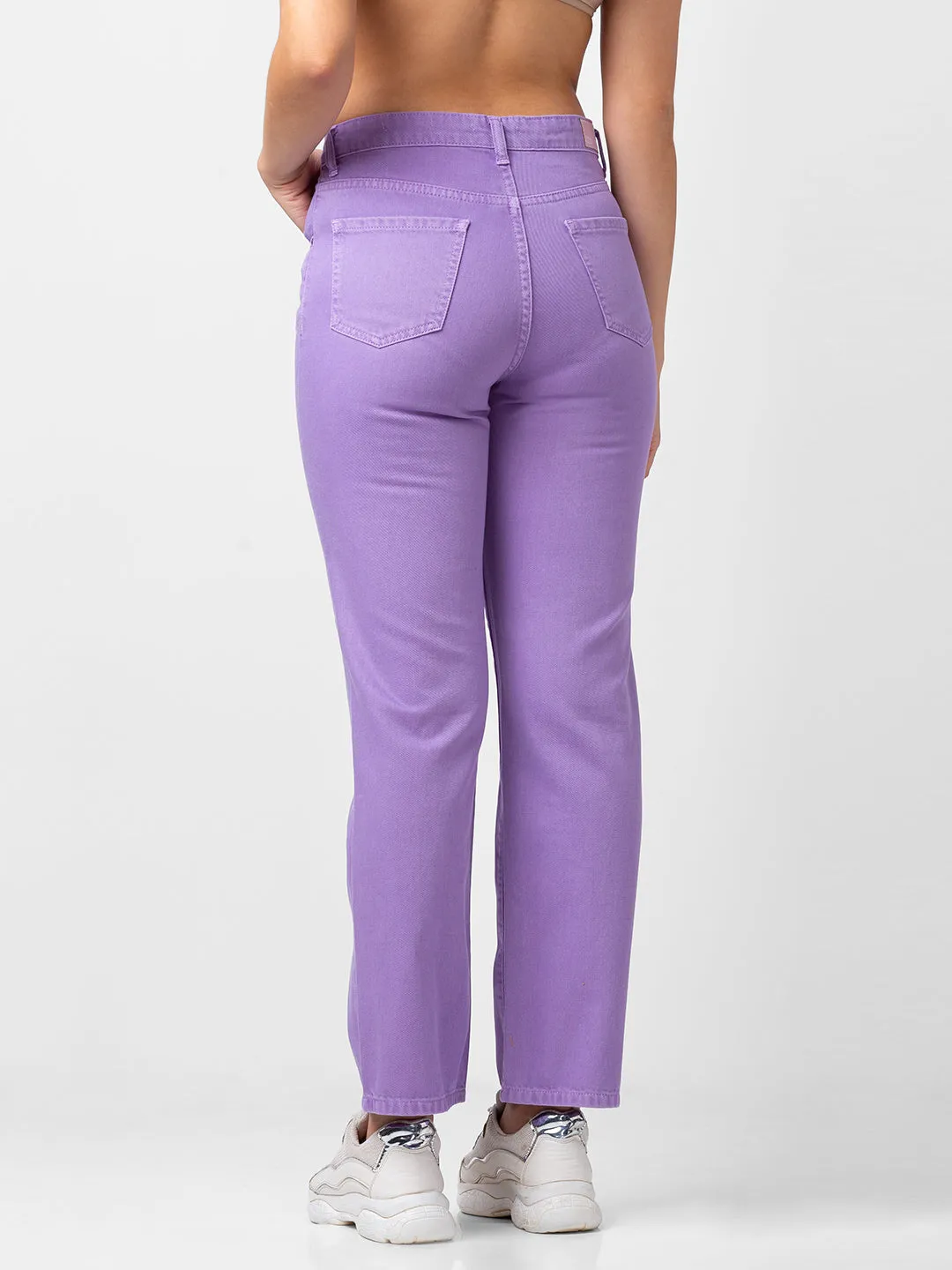 Spykar Women Pastel Lilac Lycra Straight Fit Regular Length Jeans (Bella)