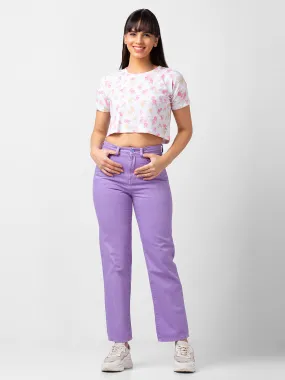 Spykar Women Pastel Lilac Lycra Straight Fit Regular Length Jeans (Bella)