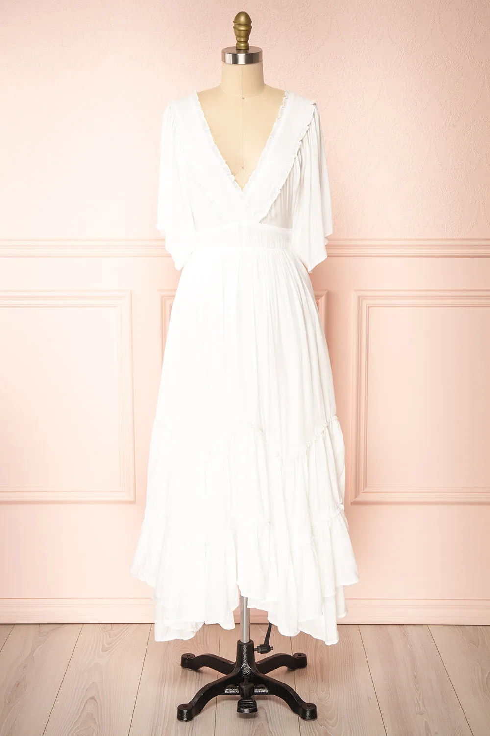 Stardust | Short Sleeve Midi Dress w/ Laced Back
