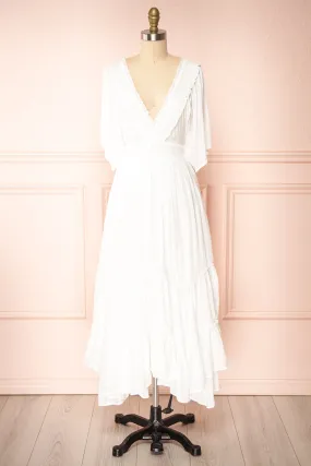 Stardust | Short Sleeve Midi Dress w/ Laced Back