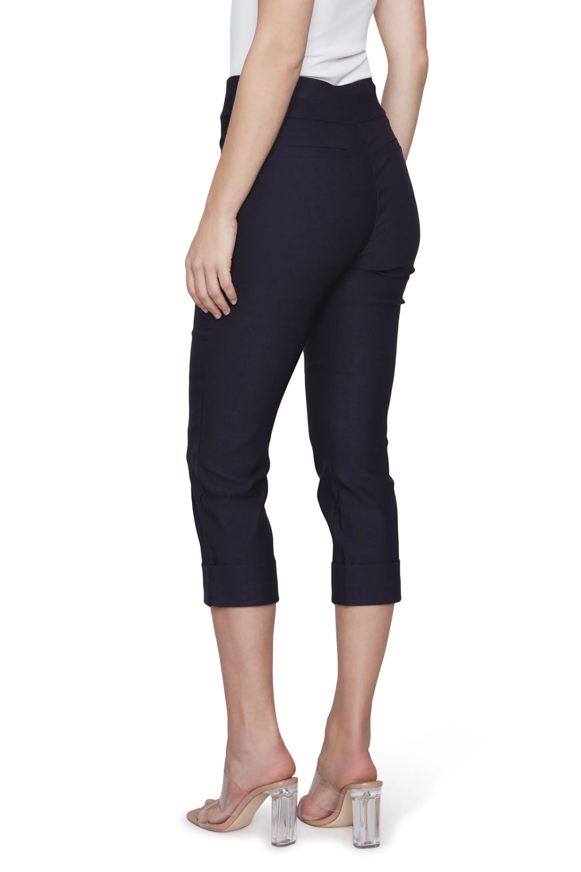Stretch Twill Cuffed Capri