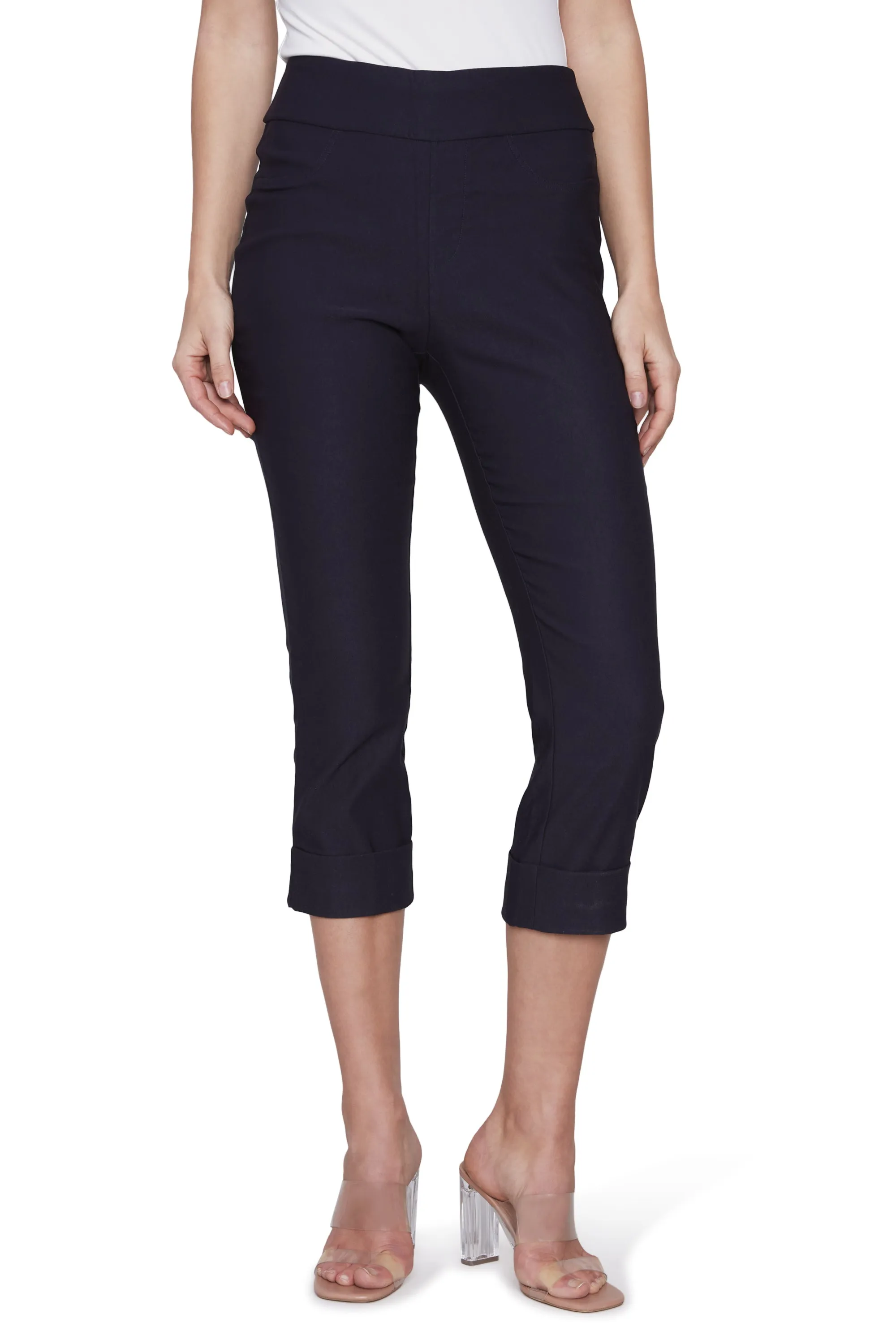 Stretch Twill Cuffed Capri