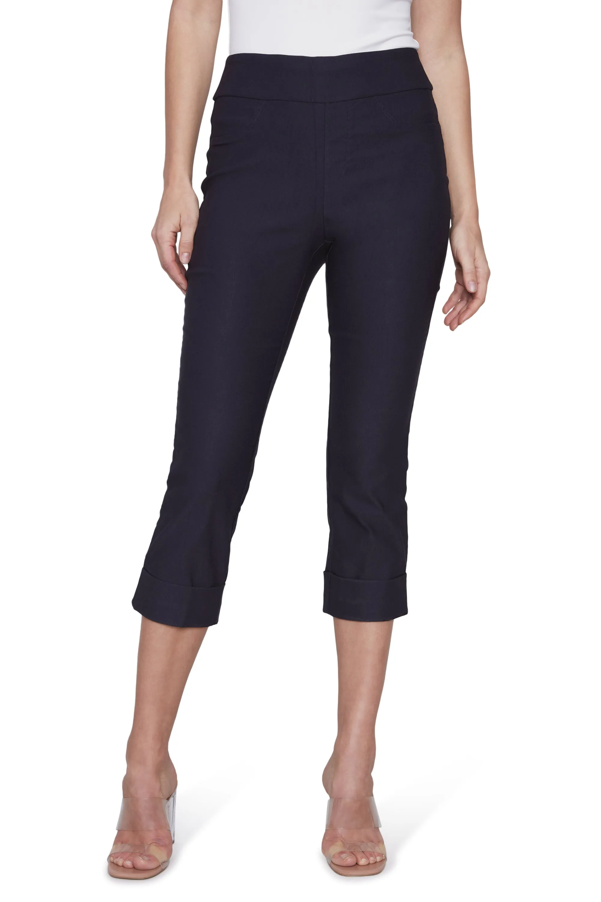 Stretch Twill Cuffed Capri