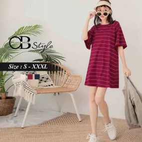 STRIPED COTTON TUNIC DRESS
