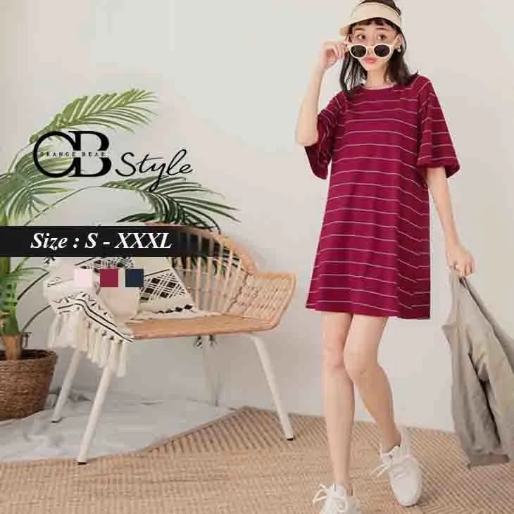 STRIPED COTTON TUNIC DRESS