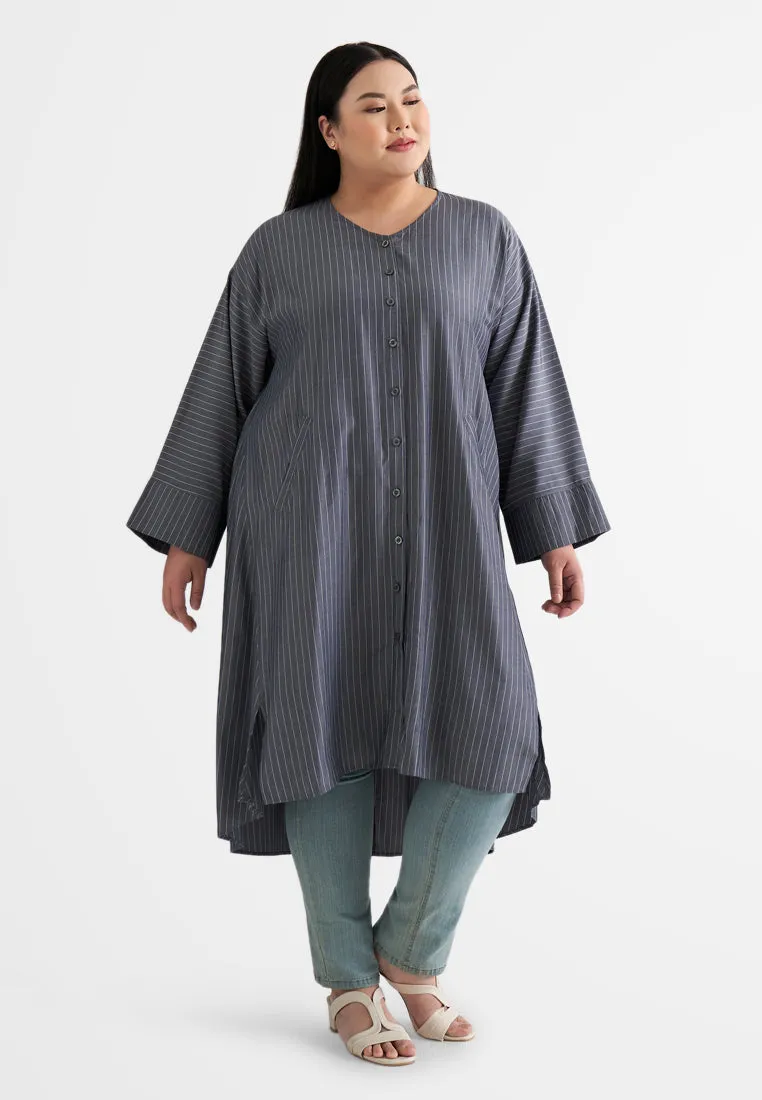 Tatum Stripes Front Slit Tunic Top