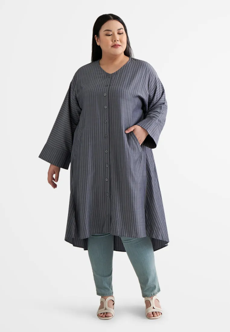 Tatum Stripes Front Slit Tunic Top