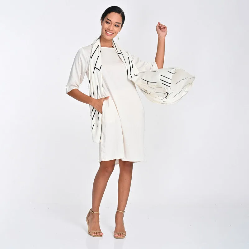 Tencel Dress For Women | Boat Neck | Straight Fit | Off White