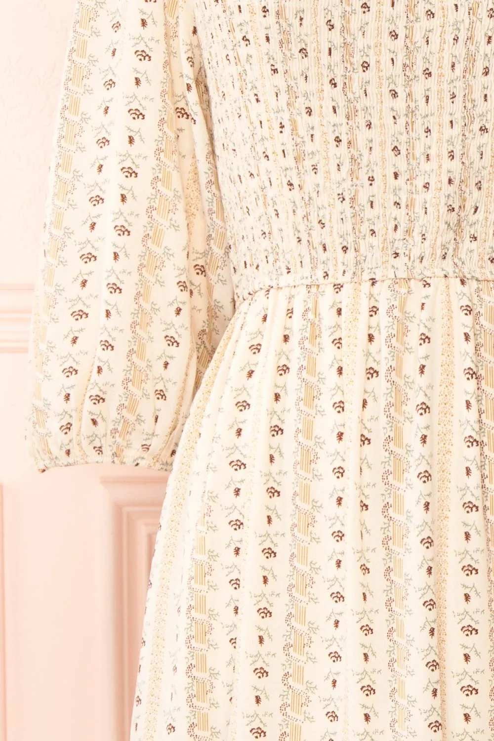 Tine | Floral Midi Dress w/ 3/4 Sleeves