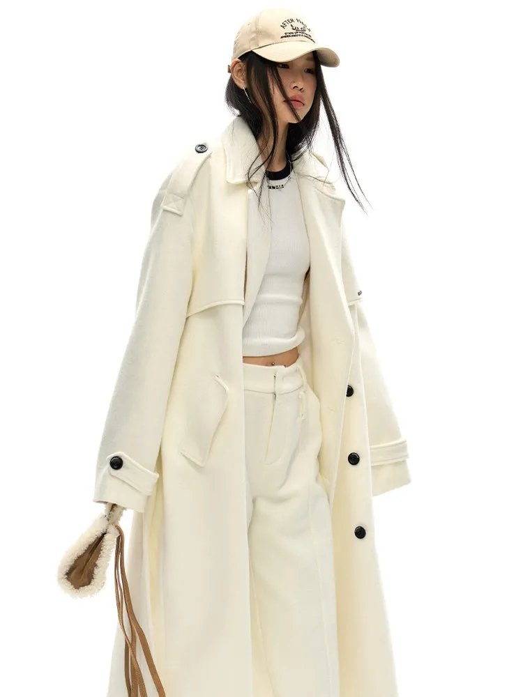 Trench Design Double-Breasted Long Coat