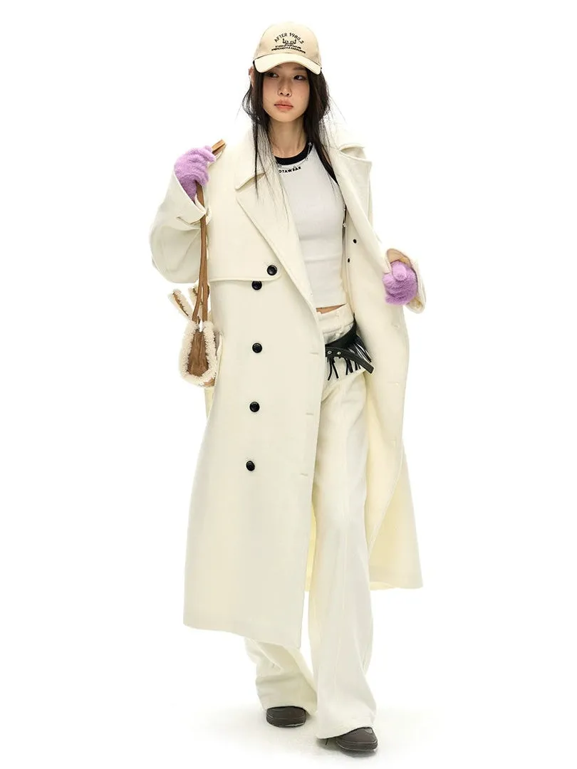 Trench Design Double-Breasted Long Coat