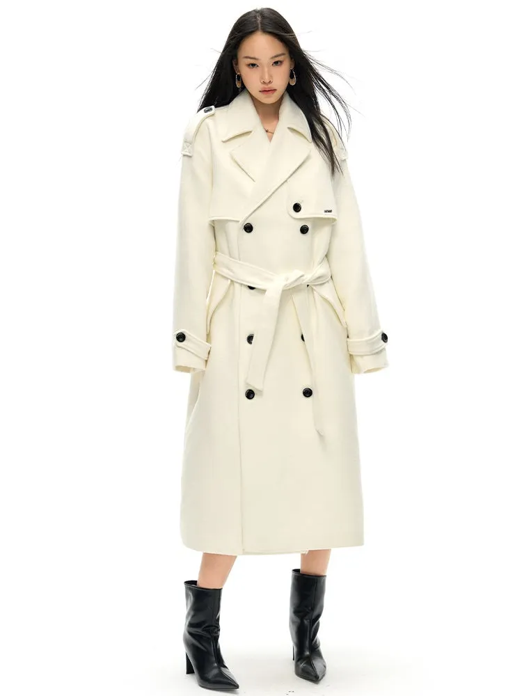 Trench Design Double-Breasted Long Coat