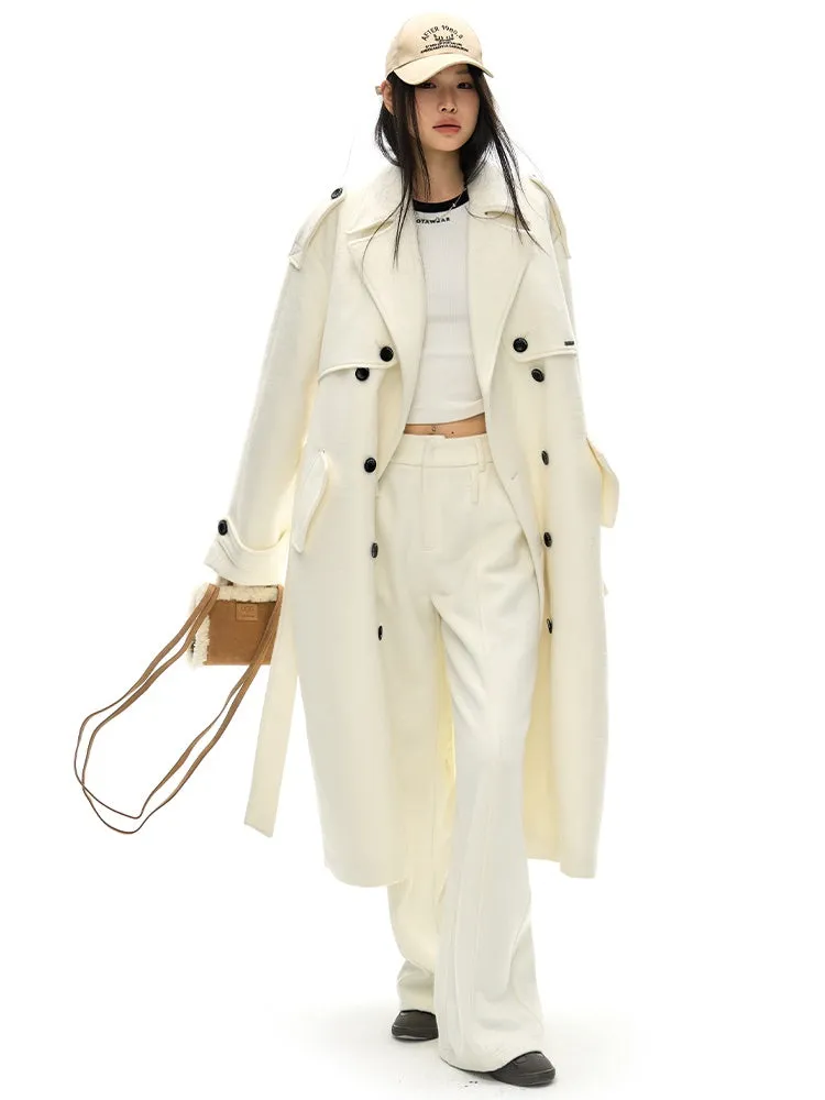 Trench Design Double-Breasted Long Coat