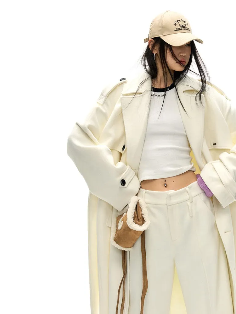 Trench Design Double-Breasted Long Coat