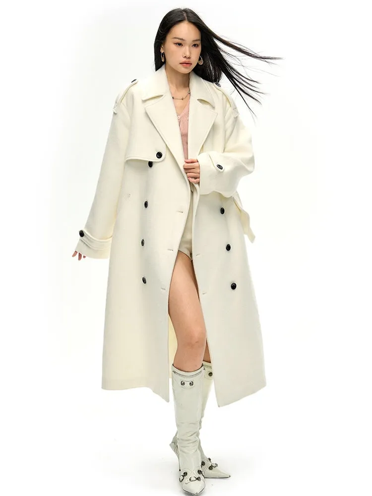 Trench Design Double-Breasted Long Coat