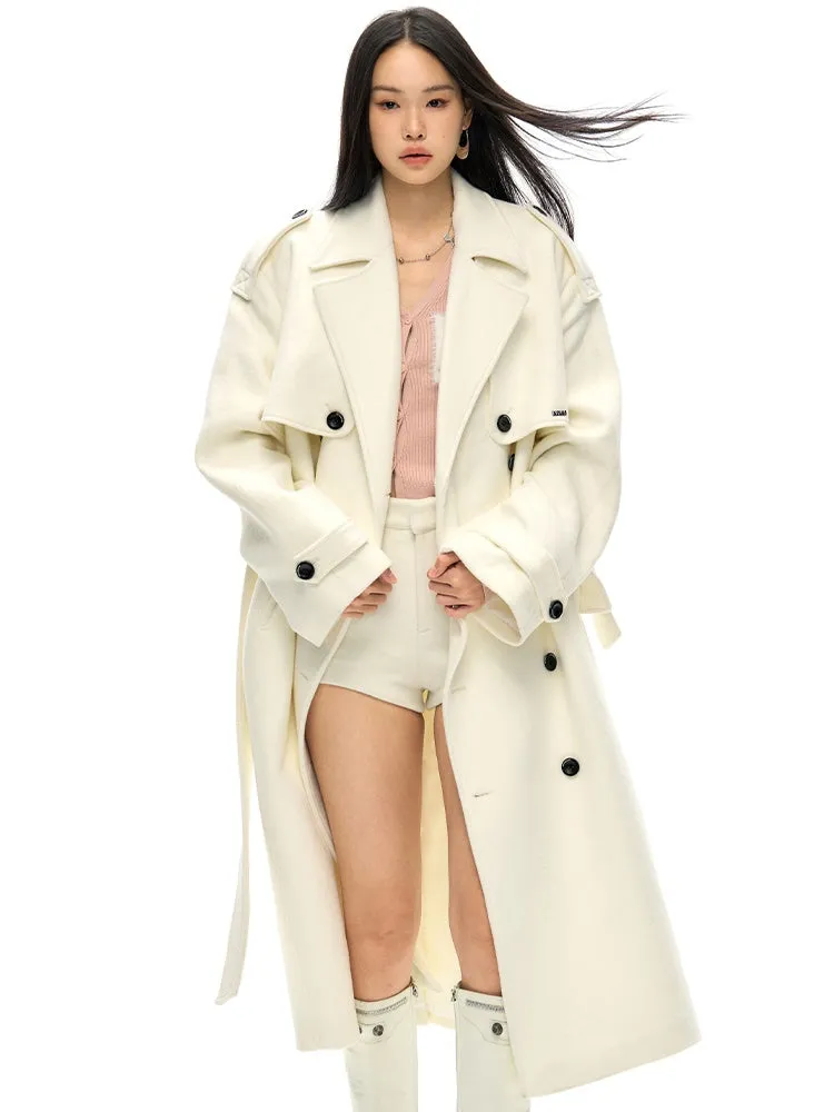 Trench Design Double-Breasted Long Coat